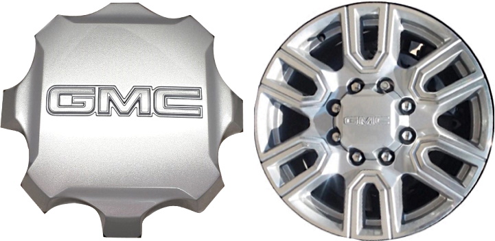 C5950U02 GMC Sierra 2500, 3500 OEM Silver Center Cap #23378309