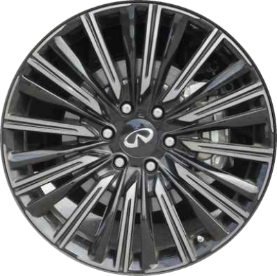 Infiniti QX80 2019-2021 black machined 22x8 aluminum wheels or rims. Hollander part number ALY73811, OEM part number D0C001A71C.