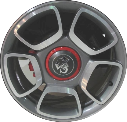 Fiat 500 2014-2015, 500c 2014-2015 grey machined 17x7 aluminum wheels or rims. Hollander part number 98451, OEM part number Not Yet Known.