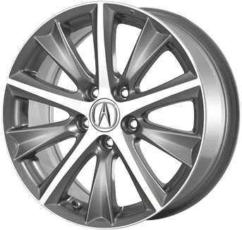 Acura ILX 2013-2015 dark grey machined 17x7 aluminum wheels or rims. Hollander part number ALY71809, OEM part number 08W17-TX6-200, 08W17-TX6-201.