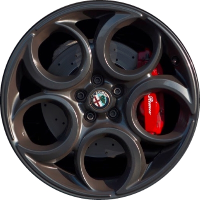 Alfa Romeo 4C 2015-2019 powder coat charcoal 18x7 aluminum wheels or rims. Hollander part number ALY58157U30, OEM part number 68237424AA.