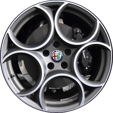 Alfa Romeo Stelvio 2018-2019 charcoal machined 19x8 aluminum wheels or rims. Hollander part number ALY58172, OEM part number 6ME43UDAAA.