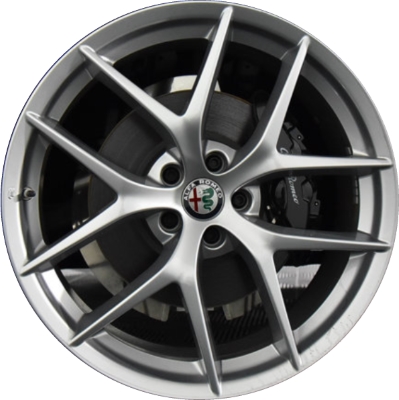 Alfa Romeo Stelvio 2018-2019 powder coat hyper silver 20x8.5 aluminum wheels or rims. Hollander part number ALY58174U77/58188, OEM part number 6ME44UDBAA.