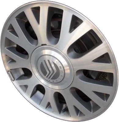 Mercury Grand Marquis 2003-2007 grey machined 16x7 aluminum wheels or rims. Hollander part number ALY3497U35, OEM part number 3W3Z-1007-CA.