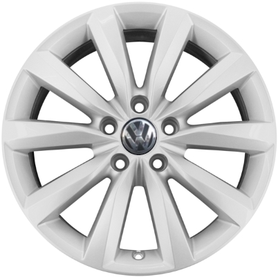 Volkswagen Tiguan 2009-2012 powder coat silver 17x7 aluminum wheels or rims. Hollander part number ALY69948, OEM part number 5N0601025P8Z8.