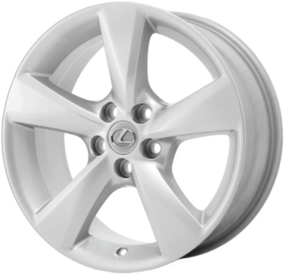 Lexus RX350 2010-2015, RX450H 2010-2015 powder coat silver 18x7.5 aluminum wheels or rims. Hollander part number 74253, OEM part number Not Yet Known.