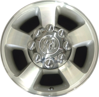 Dodge Ram 1500 2006-2008, Ram 2500 2003-2010, Ram 3500 SRW 2003-2010 silver machined 17x8 aluminum wheels or rims. Hollander part number 2187U20, OEM part number Not Yet Known.
