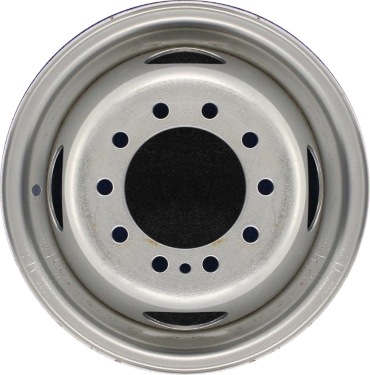 Ford F-350 DRW 1988-1998, F-450 1988-1998, F-53 DRW 1988-1998 powder coat silver 16x6 steel wheels or rims. Hollander part number STL3039, OEM part number F2TZ1015E.