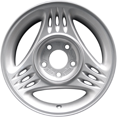 Ford Mustang 1994-1998 powder coat silver 15x7 aluminum wheels or rims. Hollander part number ALY3087U10, OEM part number F4ZZ1007A, F4ZZ1007F.