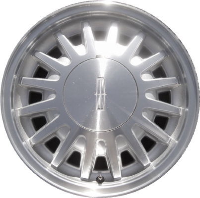 Lincoln Town Car 1995-1997 silver or gold machined 16x7 aluminum wheels or rims. Hollander part number ALY3126U, OEM part number F5VZ1007CA.