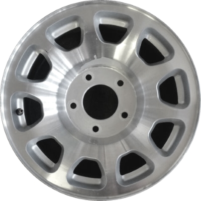 Ford F-150 1998, Navigator 1998-1999 silver machined 16x7 aluminum wheels or rims. Hollander part number 3279, OEM part number F85Z1007GA, F85Z1007UA, F85Z1007UB.