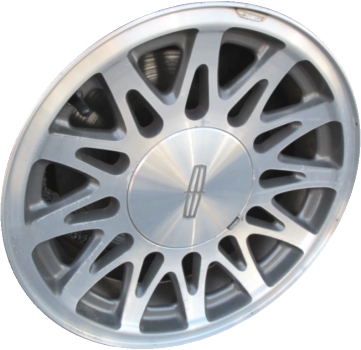 Lincoln Town Car 1998-2002 silver or dark grey machined 16x7 aluminum wheels or rims. Hollander part number ALY3364U, OEM part number 1W131007BA, F8VZ1007AA, YW1Z1007AA, 1W1Z1007BA.