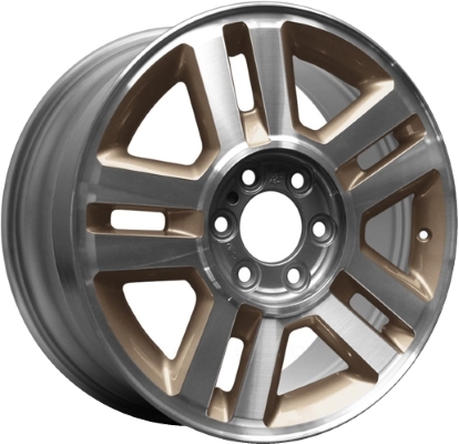 Ford F-150 2004-2008 gold or tan machined 18x7.5 aluminum wheels or rims. Hollander part number ALY3559U, OEM part number 5L3Z1007BA.