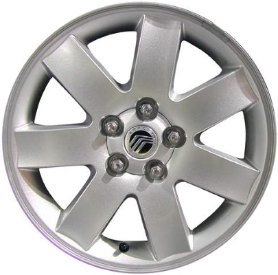Ford Five Hundred 2005, 2007 Mercury Montego 2005-2007 powder coat silver 17x7 aluminum wheels or rims. Hollander part number 3580, OEM part number 5G1Z1007CA.