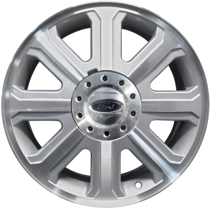 Ford Taurus 2008-2009 silver machined 18x7.5 aluminum wheels or rims. Hollander part number ALY3696, OEM part number 8G1Z1007B.