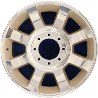 Ford F-250 2008-2010, F-350 SRW 2008-2010 beige polished 20x8 aluminum wheels or rims. Hollander part number 3759/3693U65, OEM part number 7C3Z1007D.