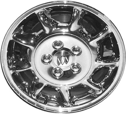 Buick Park Avenue 2000-2004 chrome 16x6.5 aluminum wheels or rims. Hollander part number ALY4036, OEM part number 9593582.