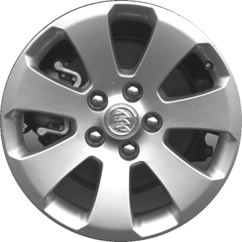 Buick Regal 2012 powder coat silver 17x7 aluminum wheels or rims. Hollander part number ALY4107, OEM part number 13235010.