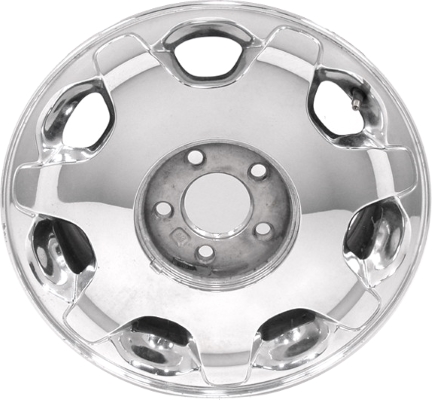 Cadillac Deville 2000-2002 chrome 16x7 aluminum wheels or rims. Hollander part number ALY4551, OEM part number 9593264.