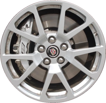 Cadillac CTS-V 2009-2014 powder coat hyper silver 19x9 aluminum wheels or rims. Hollander part number ALY4647, OEM part number 20951880.