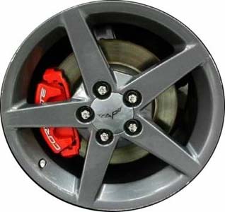 Chevrolet Corvette 2005-2008 powder coat dark grey 18x8.5 aluminum wheels or rims. Hollander part number ALY5207U30/5000, OEM part number 9596948.