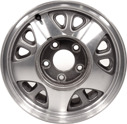 Chevrolet Astro 1993-2002, GMC Safari 1993-2002 charcoal or gold machined 15x6.5 aluminum wheels or rims. Hollander part number 5025U, OEM part number 12355109, 12362222.