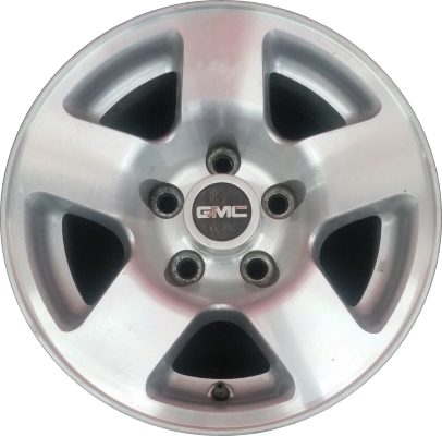 Chevrolet Express 1500 2001-2002, GMC Savana 1500 2001-2002 silver machined 15x7 aluminum wheels or rims. Hollander part number 5127, OEM part number 15064191.