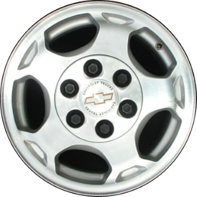 Chevrolet Avalanche 1500 2002-2006, Silverado 1500 2003-2007, Suburban 1500 2004-2006, Tahoe 2004-2006 silver machined 16x7 aluminum wheels or rims. Hollander part number 5154, OEM part number 9594493.