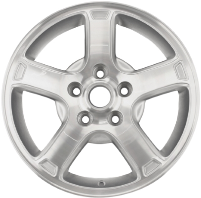 Chevrolet Impala 2003-2005, Monte Carlo 2003, Saturn Vue 2006-2007 silver machined 16x6.5 aluminum wheels or rims. Hollander part number 5164, OEM part number 9594458.