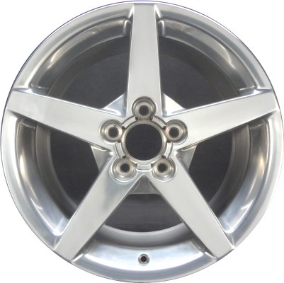 Chevrolet Corvette 2005-2008 polished 18x8.5 aluminum wheels or rims. Hollander part number ALY5208U80/5000, OEM part number 9596950.
