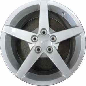 Chevrolet Corvette 2005-2008 powder coat silver 18x8.5 aluminum wheels or rims. Hollander part number ALY5207U20/5000, OEM part number 9596952.