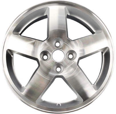 Chevrolet Cobalt 2005-2010, Pontiac Pursuit 2005-2006 silver machined 16x6 aluminum wheels or rims. Hollander part number 5214, OEM part number 9595088.