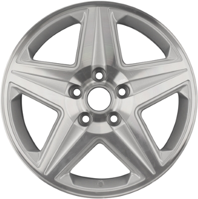 Chevrolet Impala 2002-2005, Monte Carlo 2000-2005 silver machined 16x6.5 aluminum wheels or rims. Hollander part number 5115U10, OEM part number 9594550, 12487571.
