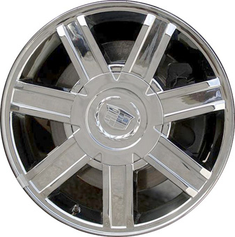 Cadillac Escalade 2007-2014 chrome 18x8 aluminum wheels or rims. Hollander part number ALY5303U85, OEM part number 9595460.