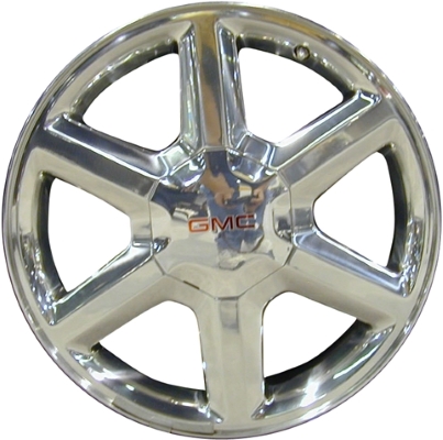GMC Envoy 2007-2009 polished 18x8 aluminum wheels or rims. Hollander part number ALY05313U80, OEM part number 9596187.