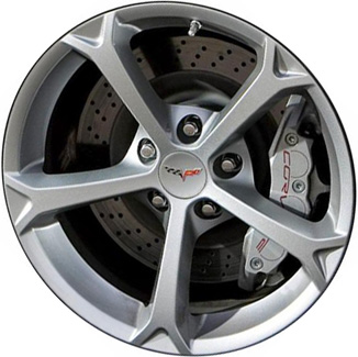 Chevrolet Corvette 2010-2013 powder coat silver 18x9.5 aluminum wheels or rims. Hollander part number ALY5460U20, OEM part number 9597861.