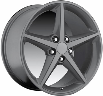 Chevrolet Corvette 2011-2013 powder coat charcoal 18x8.5 aluminum wheels or rims. Hollander part number ALY5484U25/5486, OEM part number 9598697.