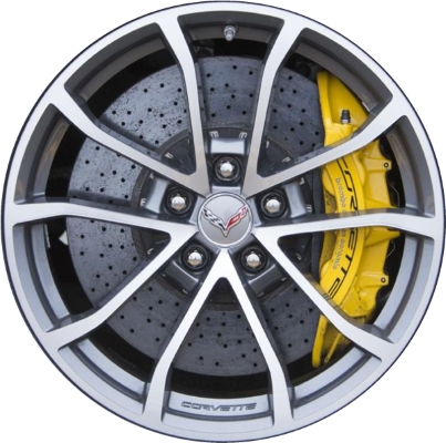Chevrolet Corvette 2012-2013, Corvette 2017-2019 medium charcoal machined 19x10 aluminum wheels or rims. Hollander part number 5542U30/5779, OEM part number 22858899, 84162955.