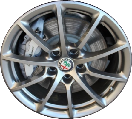Alfa Romeo Giulia 2017-2024 powder coat grey 17x7.5 aluminum wheels or rims. Hollander part number ALY58135, OEM part number 6CP04U06AA.