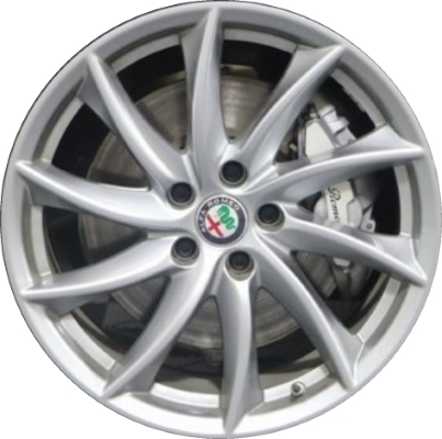 Alfa Romeo Giulia 2017-2024 powder coat silver or grey 18x8 aluminum wheels or rims. Hollander part number ALY58159U, OEM part number 6CP08MAAAA, 6CP08U65AA.