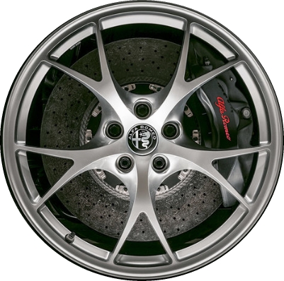 Alfa Romeo Giulia 2017-2019 powder coat hyper silver 19x8.5 aluminum wheels or rims. Hollander part number ALY58162U77, OEM part number 6CP07U90AA.