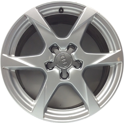 Audi A4 2009-2011 powder coat silver 17x7.5 aluminum wheels or rims. Hollander part number ALY58835, OEM part number 8K0601025K.