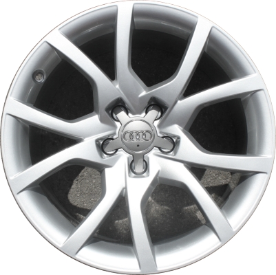 Audi A5 2010-2014 powder coat silver 18x8.5 aluminum wheels or rims. Hollander part number ALY58890, OEM part number 8T0601025E.
