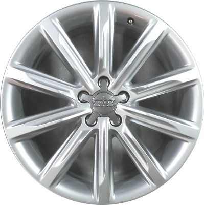 Audi A7 2012-2015 powder coat silver 19x8.5 aluminum wheels or rims. Hollander part number ALY58883, OEM part number 4G8601025B.