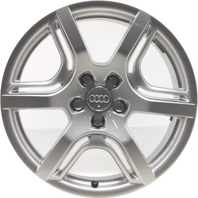 Audi Q5 2009-2012 powder coat silver 18x8 aluminum wheels or rims. Hollander part number ALY58888, OEM part number 8R0601025A.