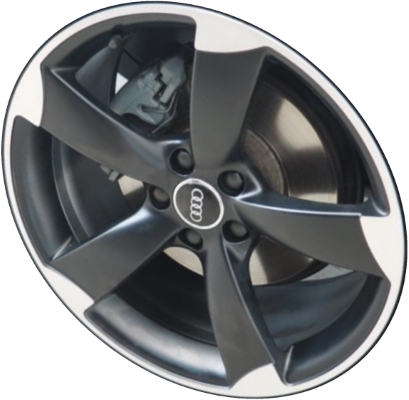 Audi TT 2014-2015 black machined 19x9 aluminum wheels or rims. Hollander part number ALY58903U45/58944, OEM part number 8J0601025DD.