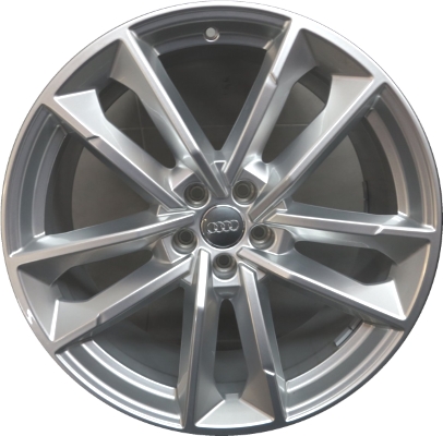 Audi A8 2017-2018, S8 2017-2018 powder coat hyper silver 21x9 aluminum wheels or rims. Hollander part number 59015U77/59016, OEM part number 4G8601025AQ.