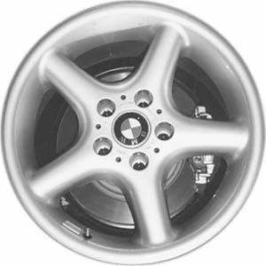 BMW Z3 1996-2002 powder coat silver 16x7 aluminum wheels or rims. Hollander part number ALY59259, OEM part number 36111094106.
