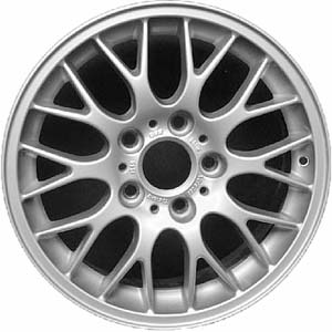 BMW 318i 1995-1999, 320i 2001-2005, 323i 1998-2000, 325i 2001-2006, 328i 1996-2000, 330i 2006, Z3 1998-2002 powder coat silver 16x7 aluminum wheels or rims. Hollander part number 59270, OEM part number 36111095058.