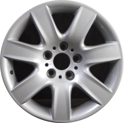 BMW 740i 2000-2001, 750i 2000-2001 powder coat silver 17x8 aluminum wheels or rims. Hollander part number 59320, OEM part number 36111097138.